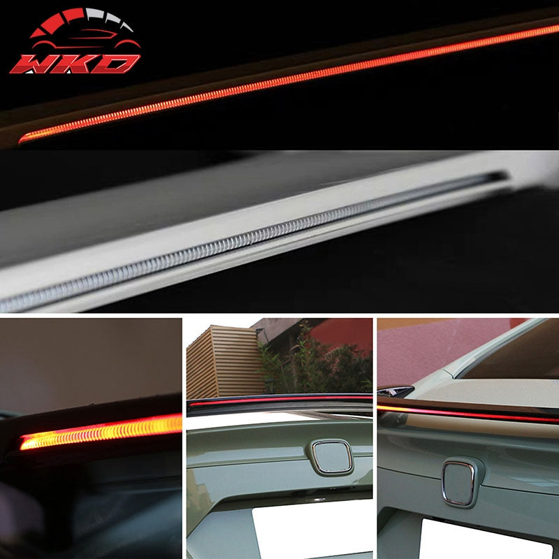 Fits 16-21 Honda Civic Sedan Long LED Rear Trunk Spoiler Wing Gloss Black ABS