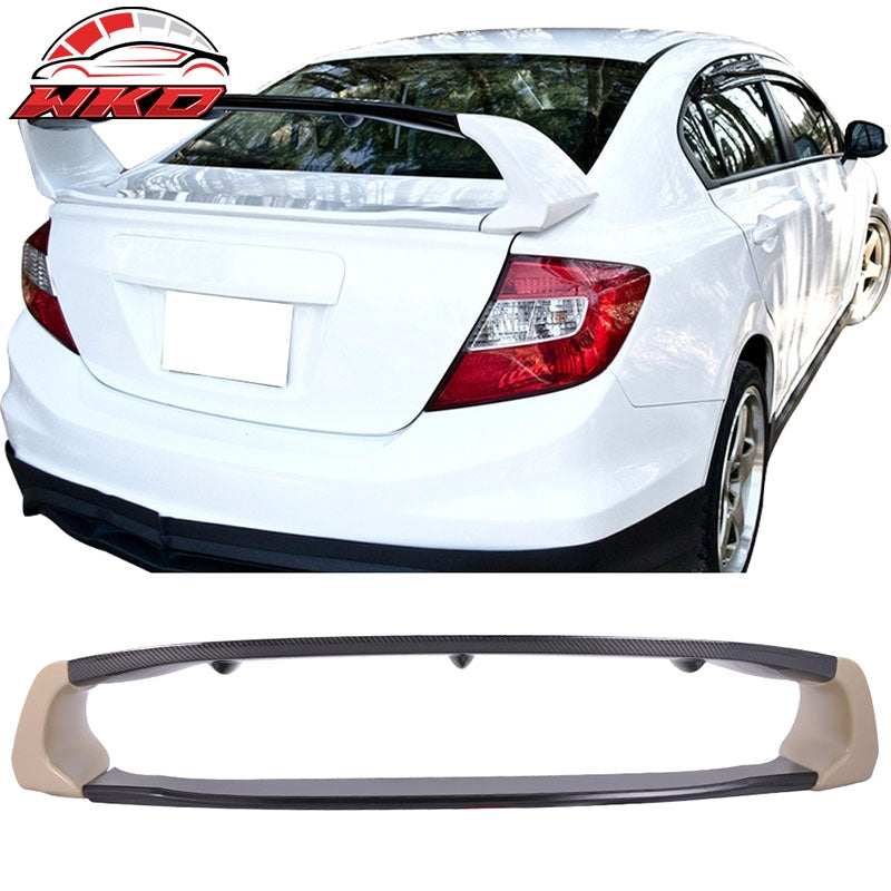 Fits 12-15 Honda Civic Sedan Mugen Style Rear Trunk Spoiler Carbon Fiber CF 4PCS