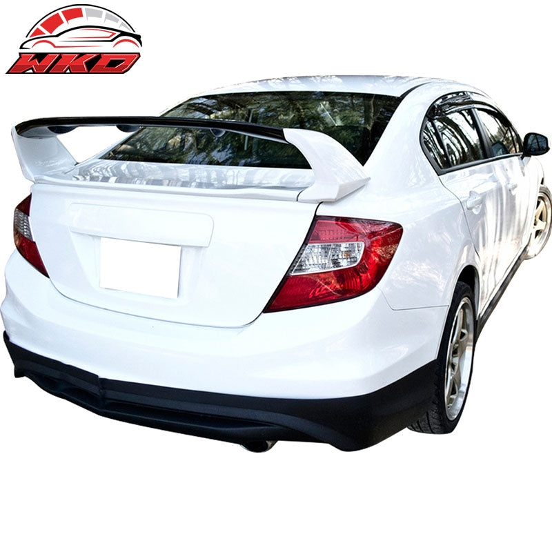 Fits 12-15 Honda Civic Sedan Mugen Style Rear Trunk Spoiler Carbon Fiber CF 4PCS