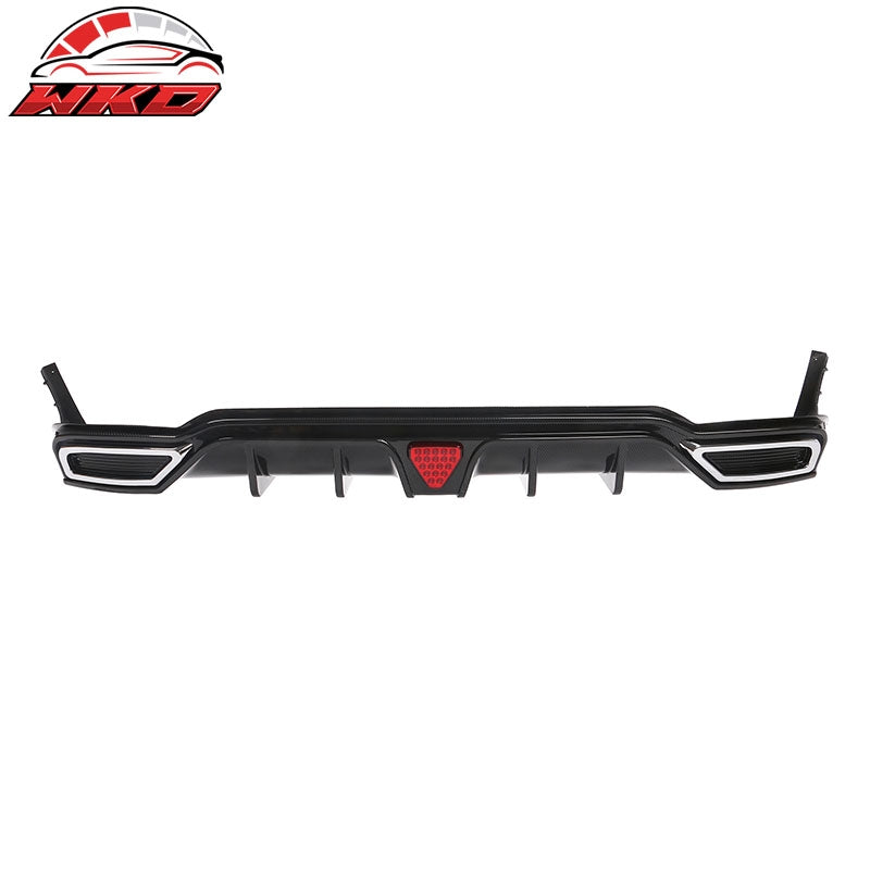 For 22-26 Civic Sport LX EX-L Carbon Fiber Print Rear Diffuser W/ Corner Spat PP