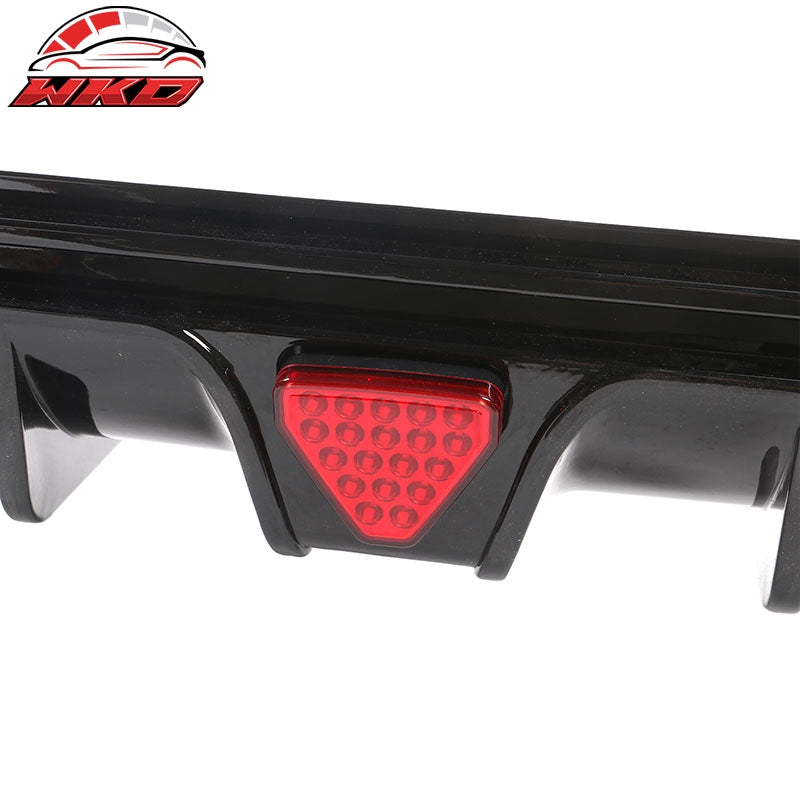 For 22-26 Civic Sport LX EX-L Gloss Black Rear Bumper Diffuser W/ Corner Spat PP