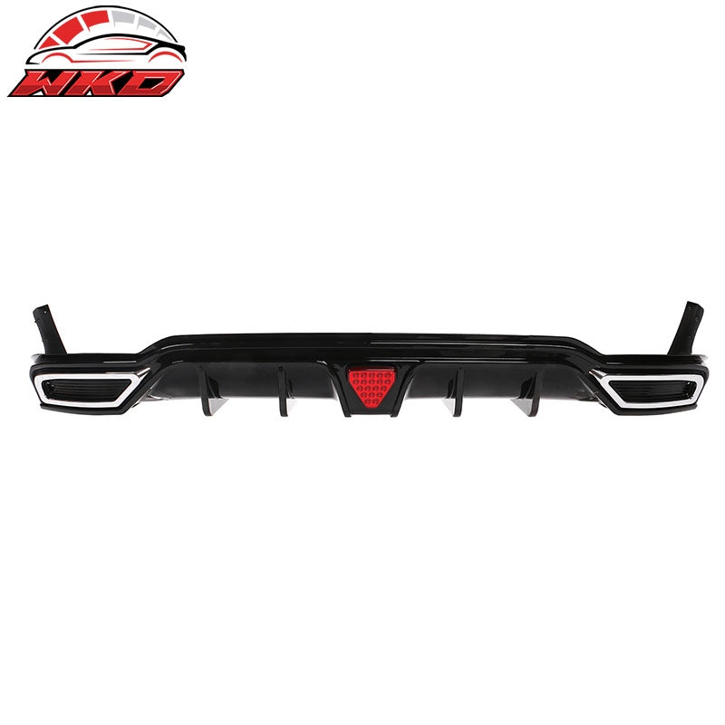 For 22-26 Civic Sport LX EX-L Gloss Black Rear Bumper Diffuser W/ Corner Spat PP