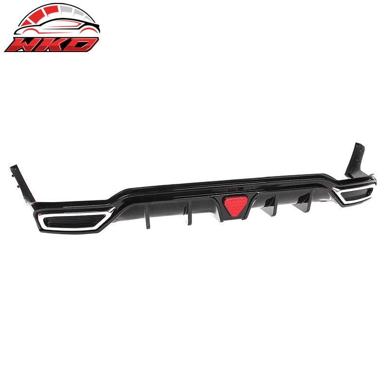 For 22-26 Civic Sport LX EX-L Gloss Black Rear Bumper Diffuser W/ Corner Spat PP