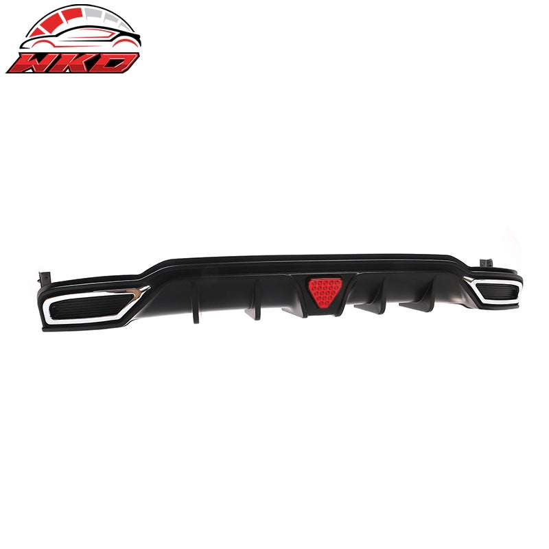 For 22-26 Civic Sport LX EX-L Matte Black Rear Bumper Diffuser W/ Corner Spat PP