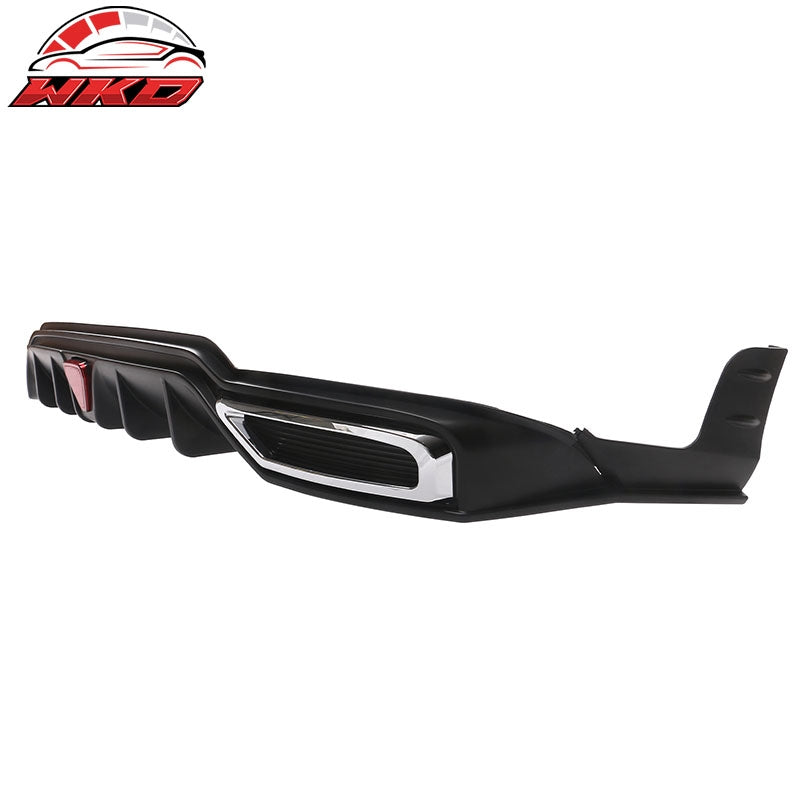For 22-26 Civic Sport LX EX-L Matte Black Rear Bumper Diffuser W/ Corner Spat PP
