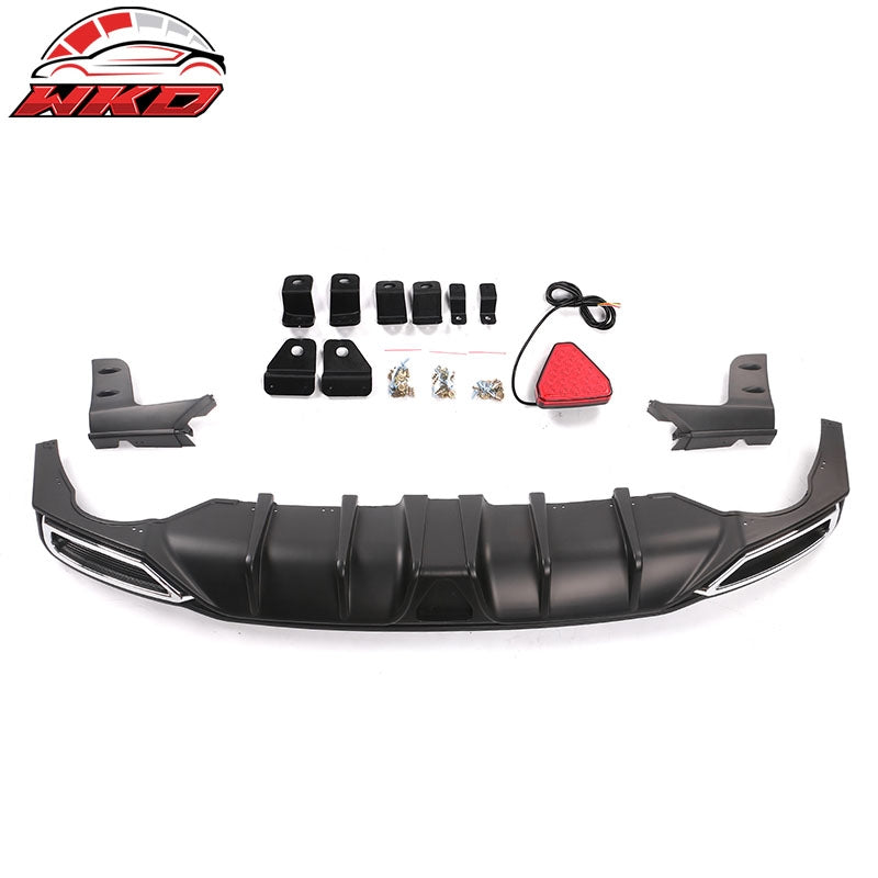 For 22-26 Civic Sport LX EX-L Matte Black Rear Bumper Diffuser W/ Corner Spat PP