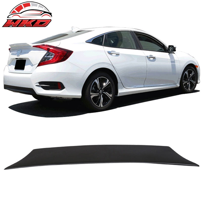 Fits 16-21 Honda Civic X 10th Gen Sedan IKON Style Matte Black Trunk Spoiler FRP