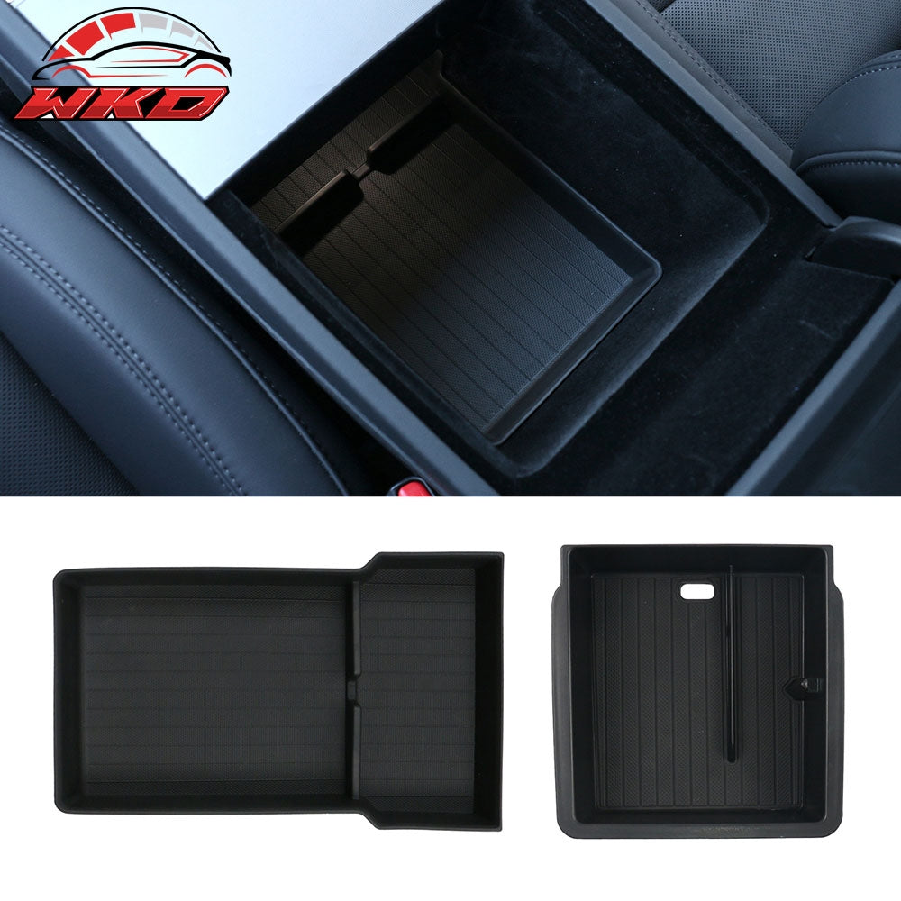 Fits 24-25 Tesla Model 3/Y TPE Lower Upper Center Armrest Organizer Storage Box