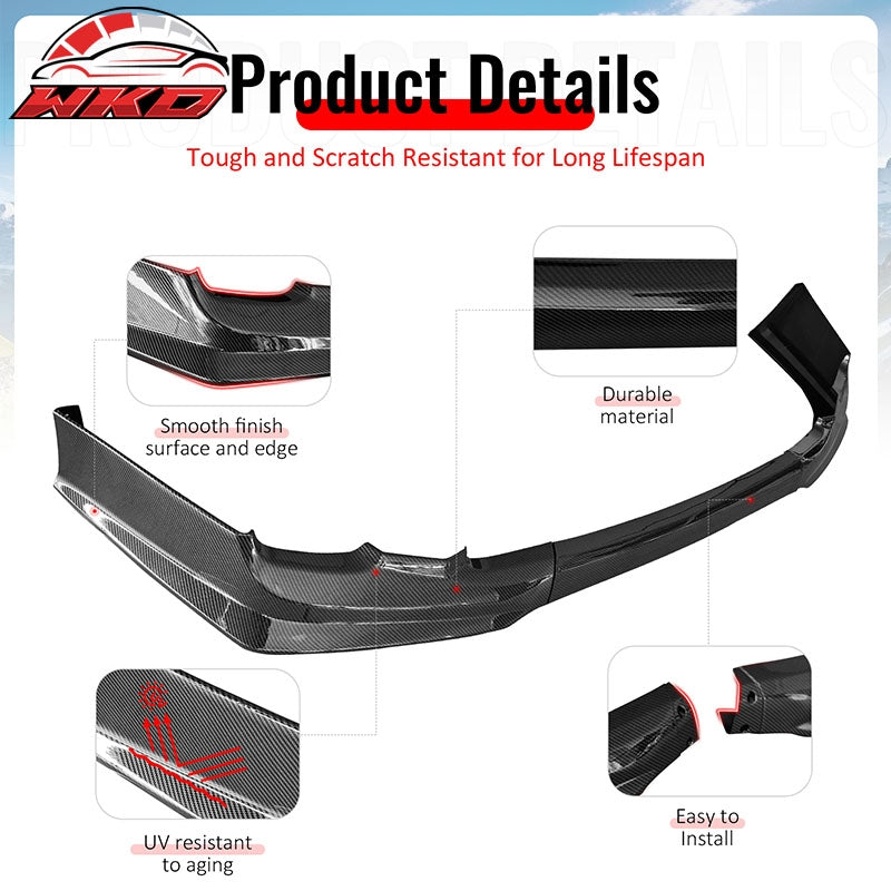 Fits 11-13 Corolla T Style Front Bumper Lip Chin Spoiler Carbon Fiber Print 3PCS