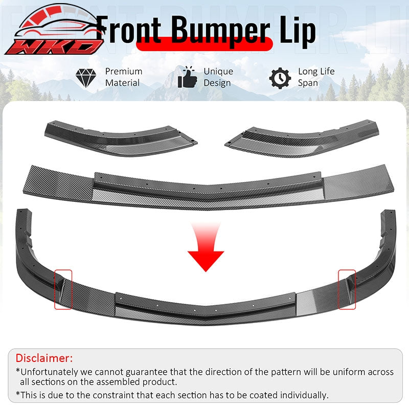 For 05-13 Corvette Base ZR1 Front Bumper Lip Chin Spoiler Carbon Fiber Print ABS