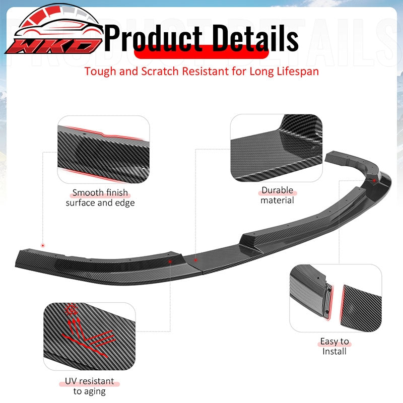 For 05-13 Corvette Base ZR1 Front Bumper Lip Chin Spoiler Carbon Fiber Print ABS
