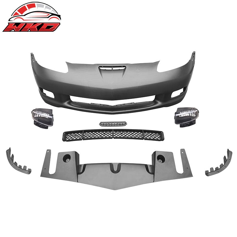 Wholesale 05-13 Corvette C6 Base Front Bumper Cover Z06 Conversion Assembly +Foglight