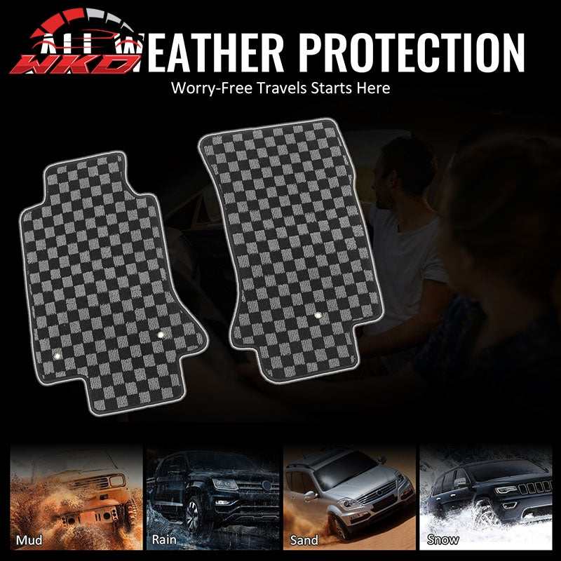 Fits 05-13 Corvette C6 Floor Mats Non-Slip Carpets Checkered Black Gray Plaid