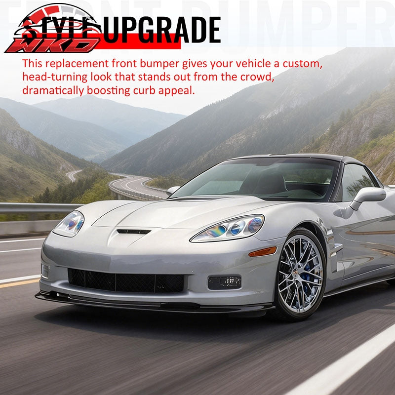 For 06-13 Corvette C6 Front Bumper Cover Z06 Style Conversion Assembly +Foglight