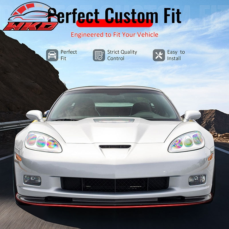 Wholesale 06-13 Corvette C6 Front Bumper Lip ZR1 Style 3PC Spoiler Carbon Fiber Print - Wikond Auto