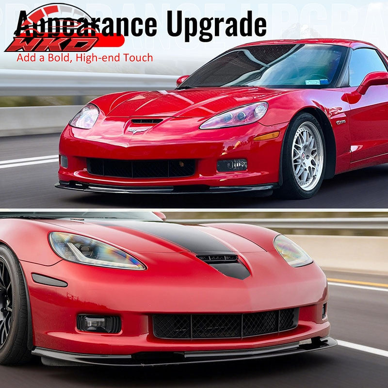 Wholesale 06-13 Corvette C6 Front Bumper Lip ZR1 Style 3PC Spoiler Carbon Fiber Print - Wikond Auto