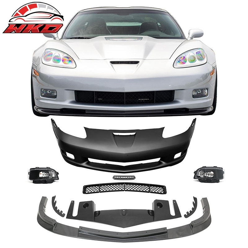 Wholesale 06-13 Corvette C6 Z06 Front Bumper Cover Foglight Carbon Fiber Print Lip