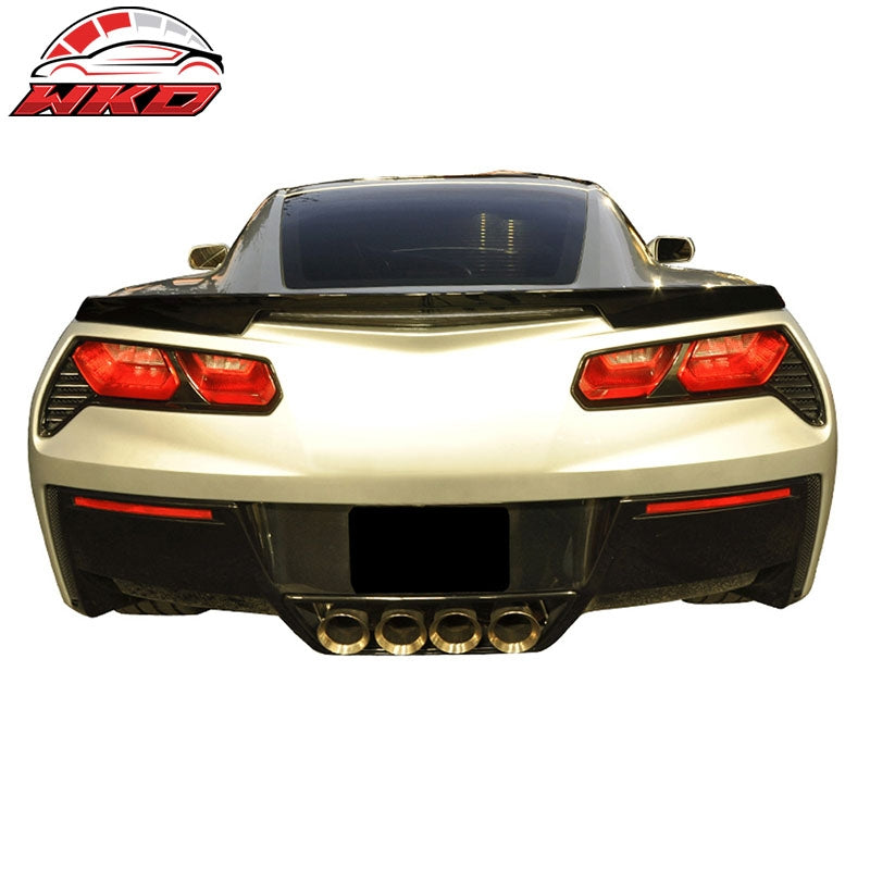 Fits 14-19 Chevrolet Corvette C7 Rear Trunk Spoiler Wing Lip ABS Unpainted Black