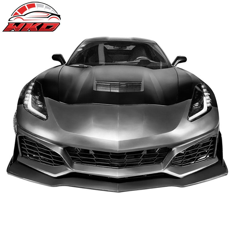 For 14-19 Chevrolet Corvette C7 ZR1 Style Unpainted Front Bumper Lip Spoiler ABS