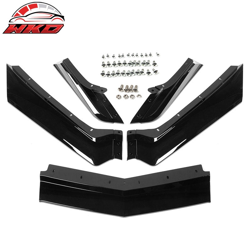 Fits 20-26 Chevrolet Corvette C8 5VM Style 5PCS Front Bumper Lip ABS Gloss Black