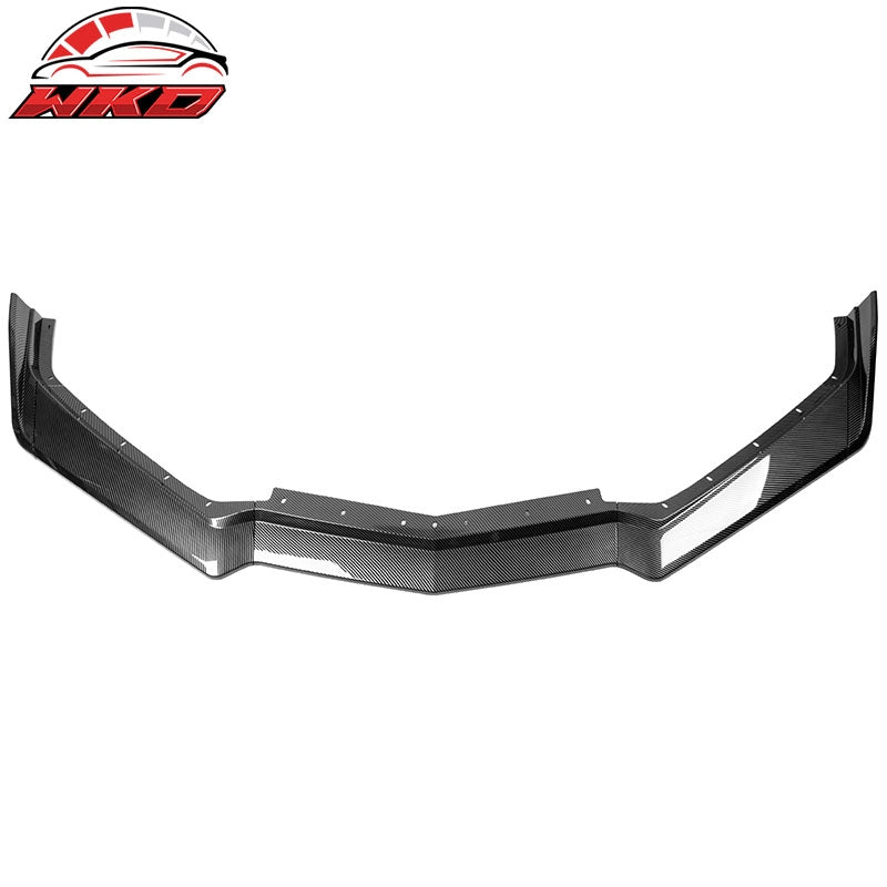 Fits 20-26 Chevy Corvette C8 ABS Front Bumper Lip Spoiler 5PC Carbon Fiber Print