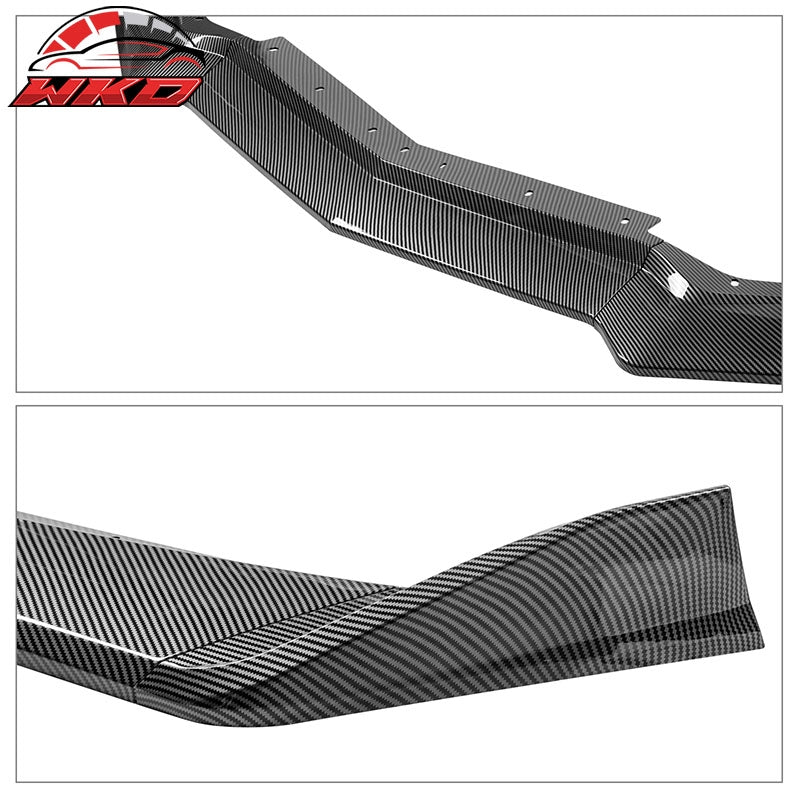 Fits 20-26 Chevy Corvette C8 ABS Front Bumper Lip Spoiler 5PC Carbon Fiber Print