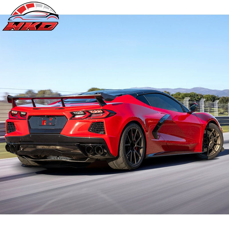 Fits 20-26 Chevrolet Corvette C8 High Wing Style Trunk Spoiler Carbon Fiber 7PC