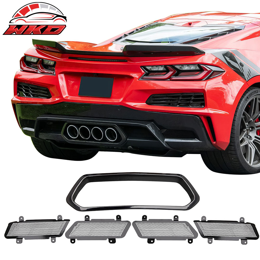 For 23-25 Chevy Corvette C8 Z06 ZR1 OE Iron Rear Bumper Pipe Bezel + Mesh Grille
