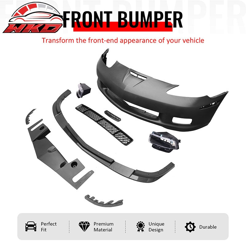 Fits 05-13 Corvette Front Bumper Cover Z06 +Foglight +Carbon Fiber Print ZR1 Lip