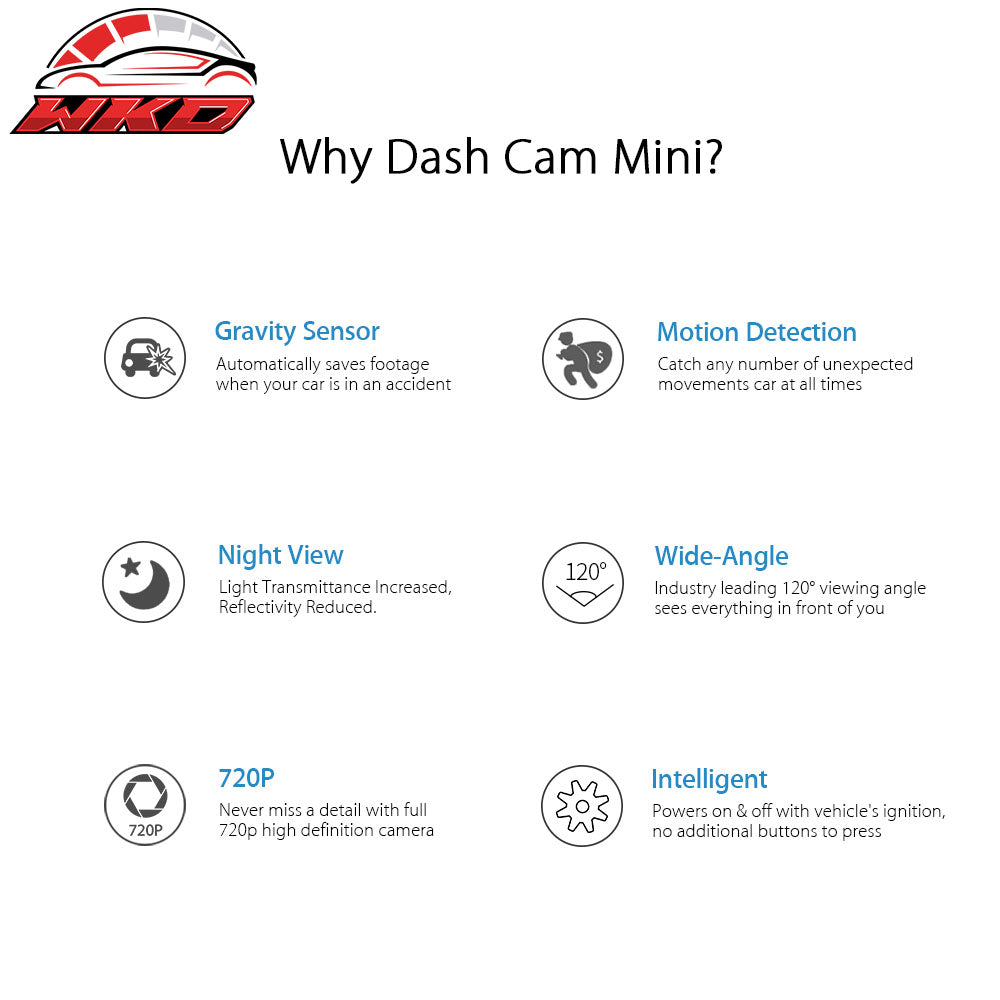 Dash Cam Mini A110 720P 120Ąă Car DVR Camera Video Recorder Night Vision G-Sensor