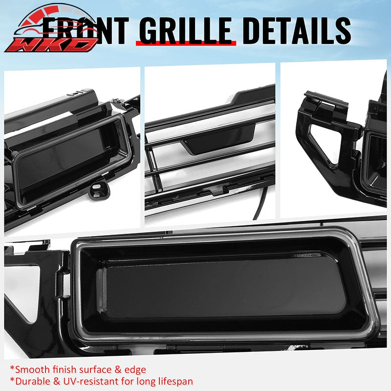 Fits 20-26 Defender 90 110 130 IKON Style LED Front Upper Grille Gloss Black ABS