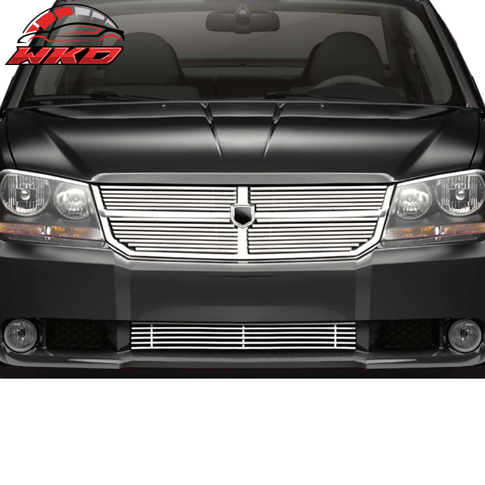 Fits 08-10 Dodge Avenger Billet Stainless Steel Chrome Front Bumper Upper Grille