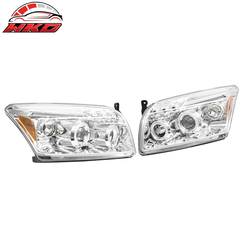 Fits 07-12 Dodge Caliber Projector Head Lights Chrome Housing w/ Amber Reflector