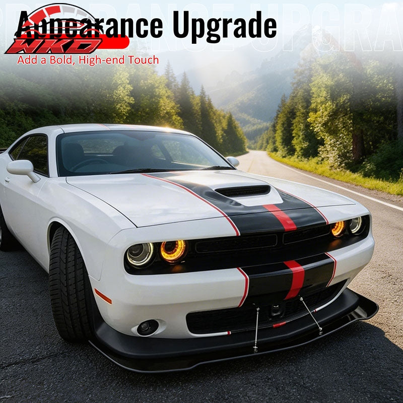 Wholesale 15-23 Dodge Challenger Hellcat PP Front Bumper Lip Chin Spolier Gloss Black - Wikond Auto
