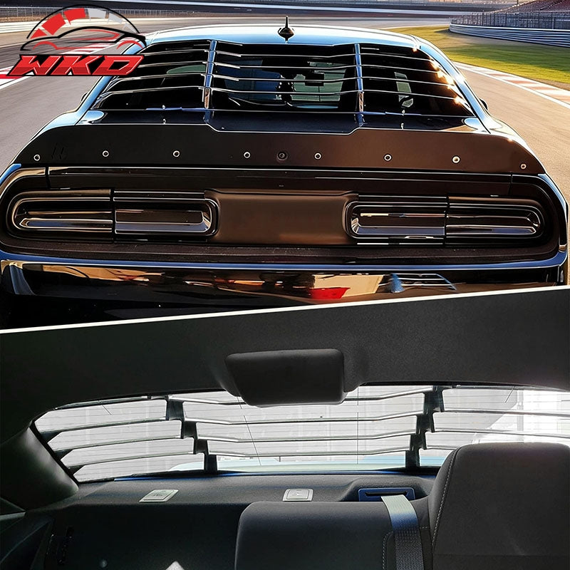 Fits 08-23 Dodge Challenger Rear Window Louver Sun Rain Shade Cover Gloss Black
