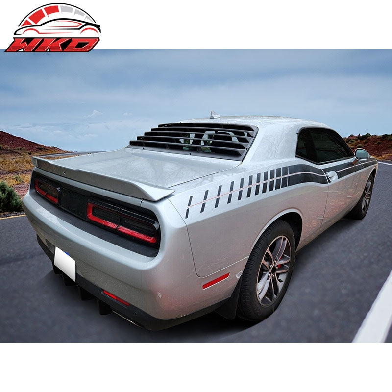 Fits 08-23 Dodge Challenger Rear Window Louver Sun Shade PU Unpainted Black