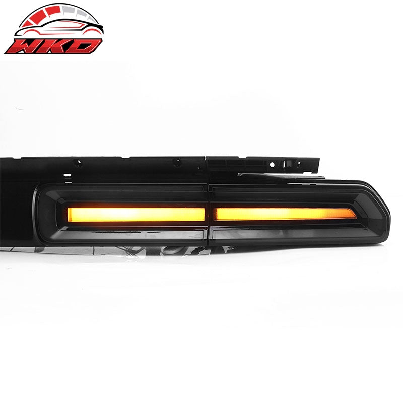 Fits 08-14 Challenger Sequential Yellow Turn Signal LED Tail Lights 2PC - Smoke