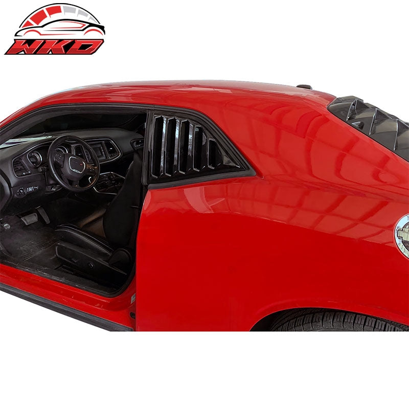 For 08-23 Dodge Challenger XE V4 Gloss Black Rear Side Window Louver Scoop Cover