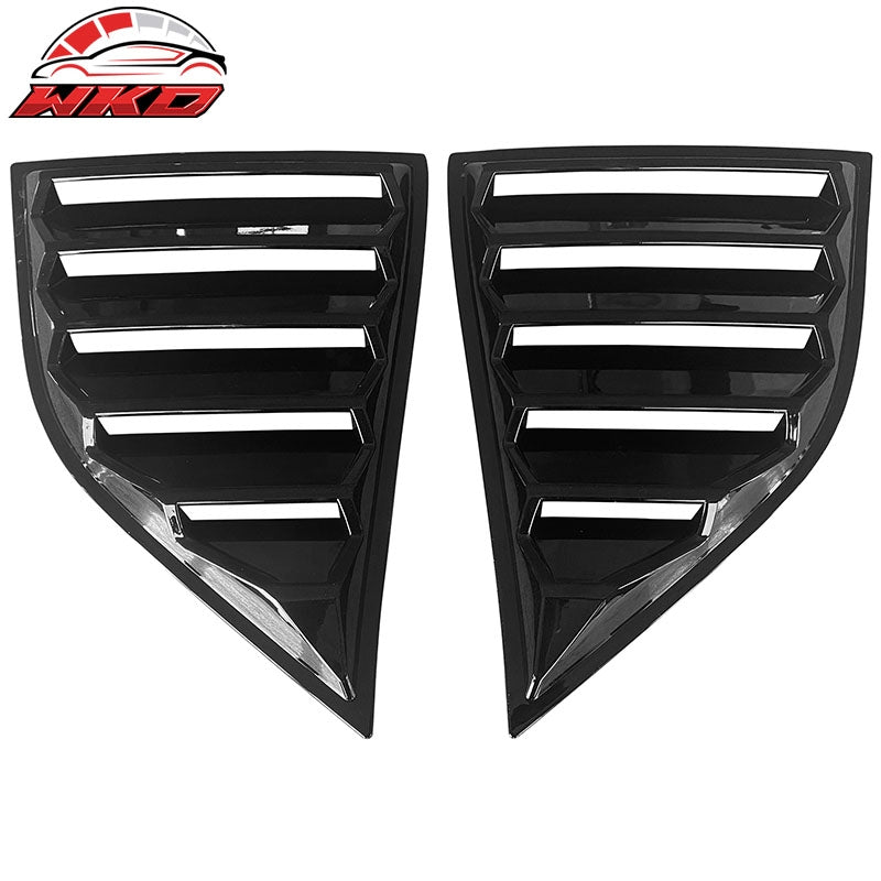For 08-23 Dodge Challenger XE V4 Gloss Black Rear Side Window Louver Scoop Cover