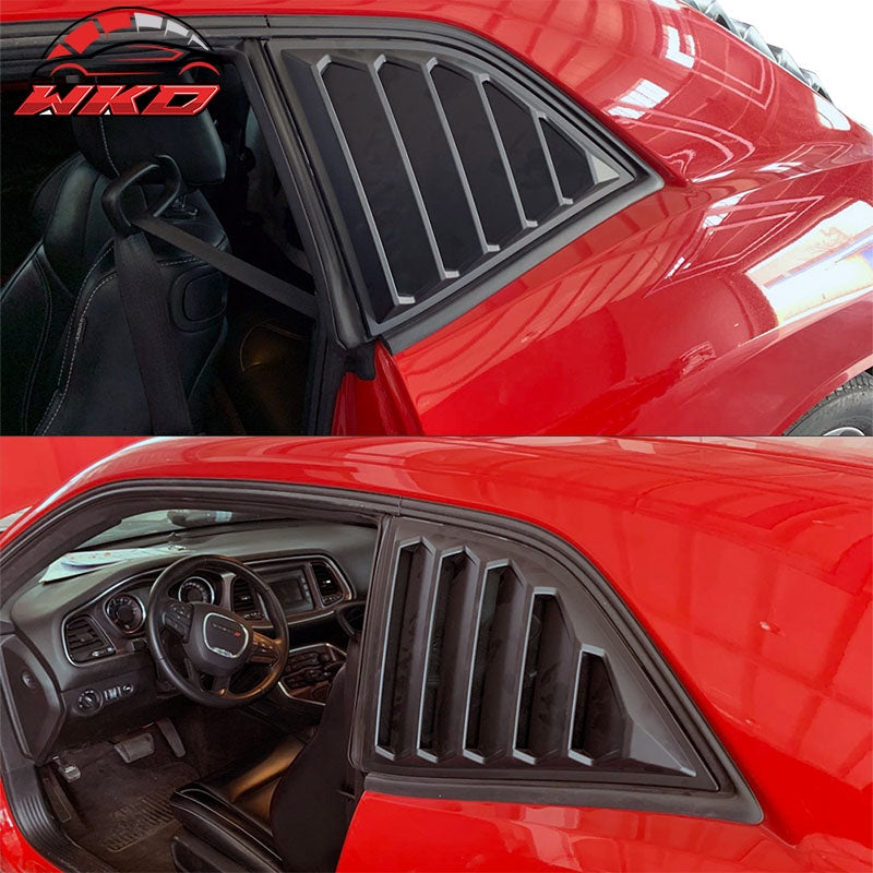 For 08-23 Dodge Challenger XE V4 Matte Black Rear Side Window Louver Scoop Cover