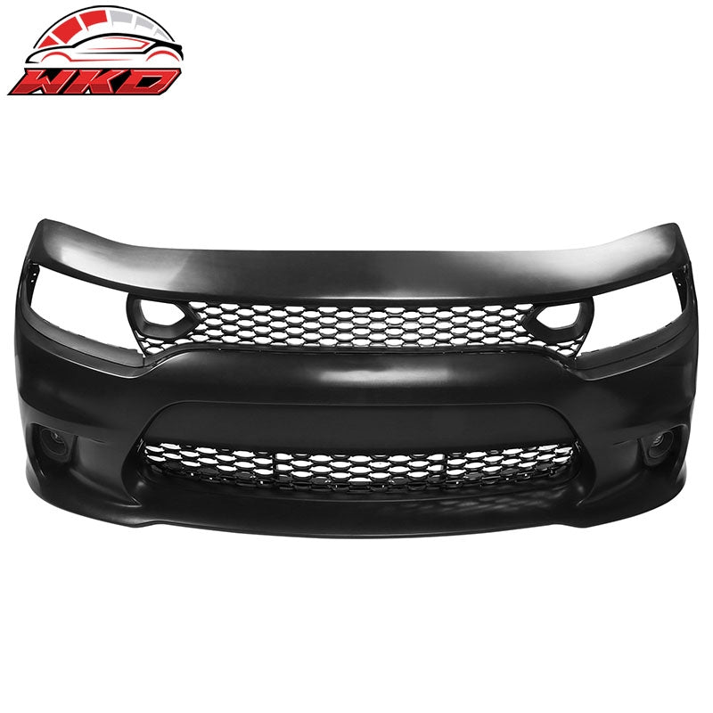 Fits 15-23 Dodge Charger 19 SRT Hellcat Style Front Bumper Cover W/Fog Lamps PP