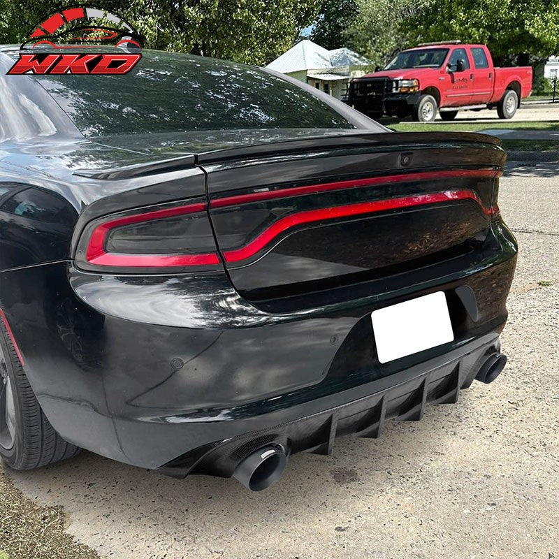 Fits 15-23 Dodge Charger Base SXT Rear Diffuser Splitter Carbon Fiber Print PP