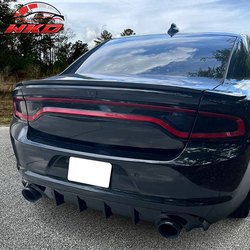 Fits 15-23 Dodge Charger Base SXT Rear Bumper Diffuser Splitter Gloss Black PP