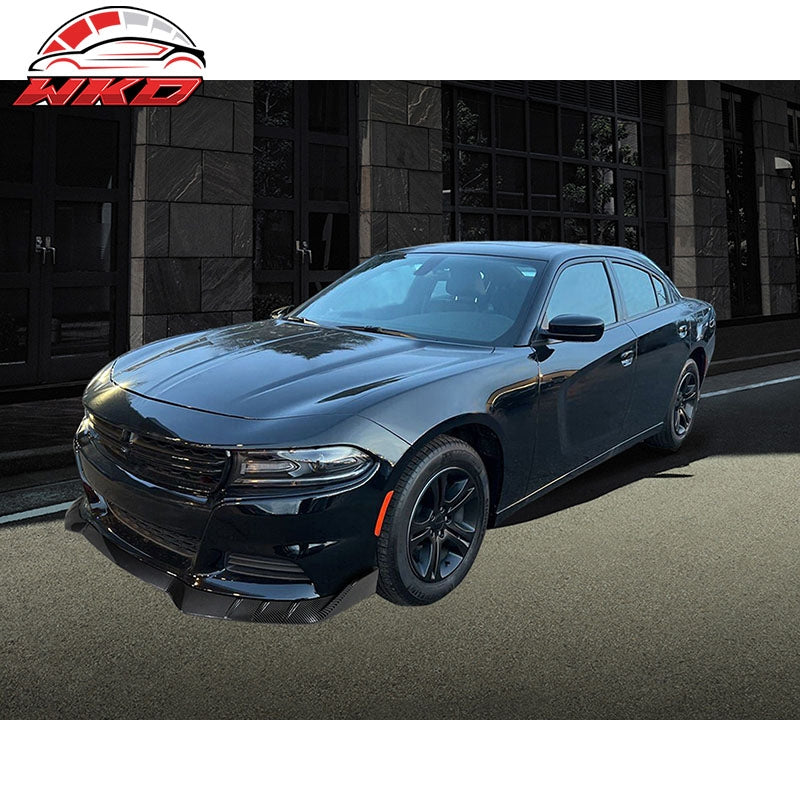 Fits 15-23 Dodge Charger Front Bumper Lip Carbon Fiber Print 3PCS IKON Style ABS
