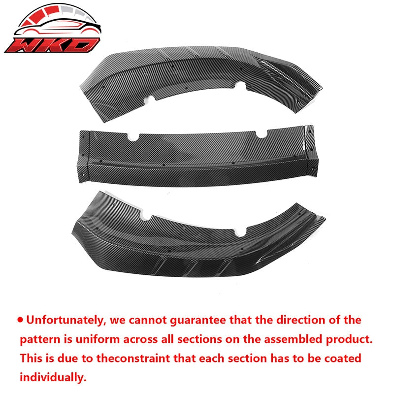 Fits 15-23 Dodge Charger Front Bumper Lip Carbon Fiber Print 3PCS IKON Style ABS