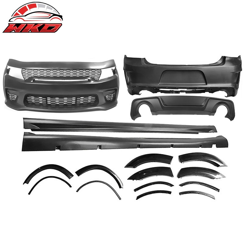 Fits 15-23 Dodge Charger Front Rear Bumper Conversion w/ Side Skirt/Fender Flare