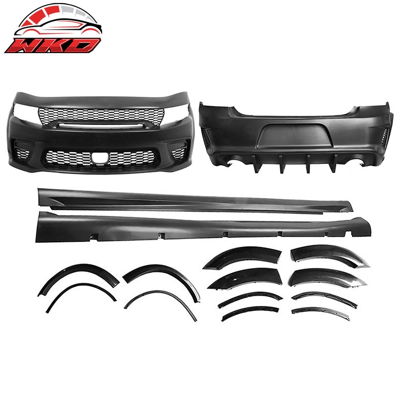 Fits 15-23 Dodge Charger Front Rear Bumper Conversion with Side Skirts/Diffuser