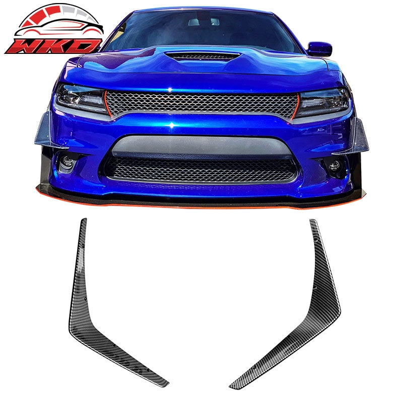 Wholesale 15-23 Dodge Charger IKON Carbon Fiber Print Front Bumper Canard Splitters