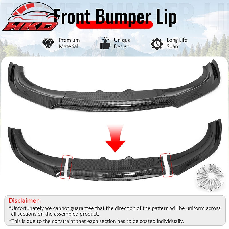 Wholesale 15-23 Dodge Charger IKON V2 Front Bumper Lip Spoiler Carbon Fiber Print PP - Wikond Auto