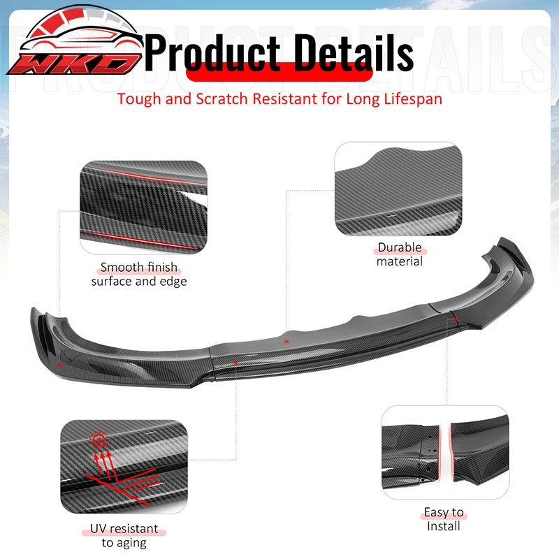 Wholesale 15-23 Dodge Charger IKON V2 Front Bumper Lip Spoiler Carbon Fiber Print PP - Wikond Auto